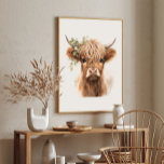 Boho Highland Cow Art Impressão<br><div class="desc">Boho Highland Vaca Impressão de Arte Neutra.</div>