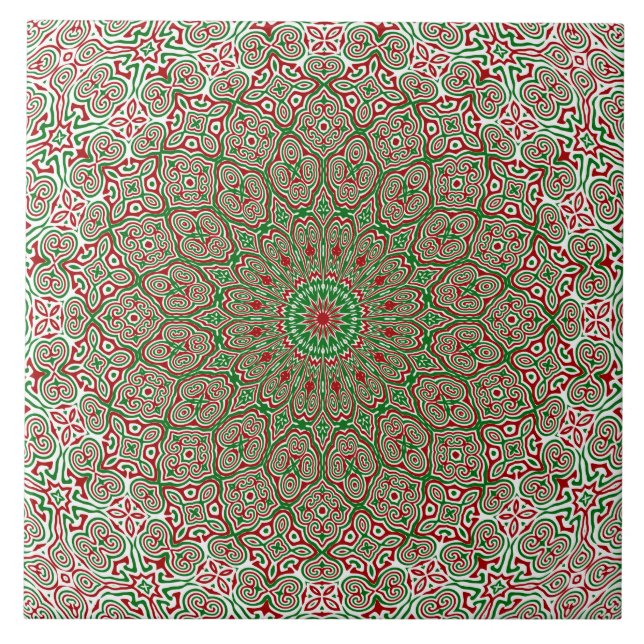 Boho Hippie Funky Trippy Ornate Mandala de Natal  (Frente)