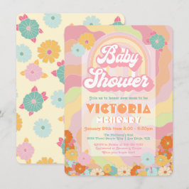 Boho Hippie Rainbow Chá de fraldas Convite Floral
