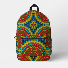 Boho Hippie Red Yellow Blue Vintage Etnia Tribal