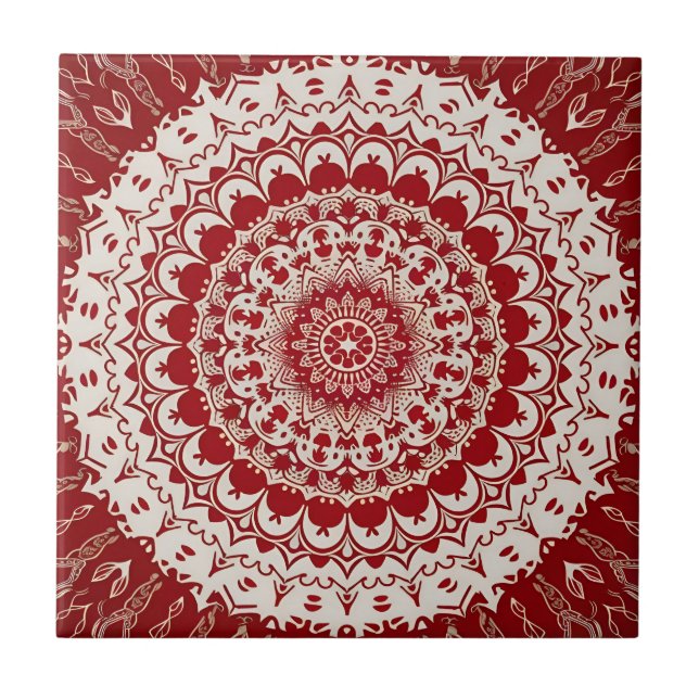 Boho Hippie Tibetan Inspirou o Mandala Vermelho (Frente)
