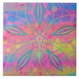 Boho Hippie Tie Dye Neon Pastel Mandala Abstrato