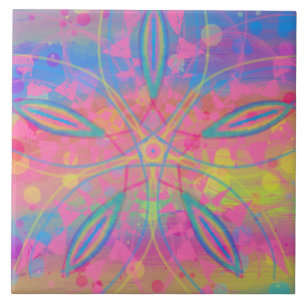 Boho Hippie Tie Dye Neon Pastel Mandala Abstrato