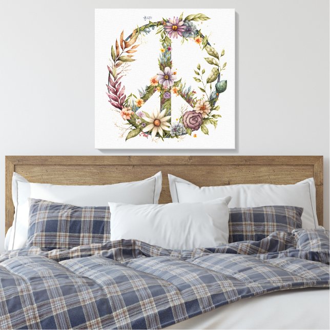 Boho Hippy 60s 70s Peace Sign Canvas Print (Insitu(Quarto))