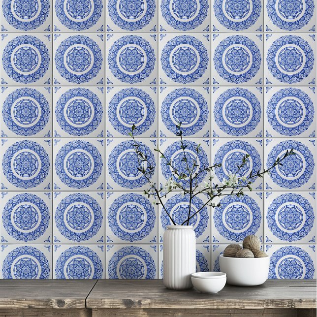 Boho Indigo Marinho azul flor de Mandala (Criador carregado)