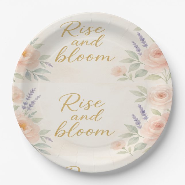 Boho Jardim Flor de Anel Prato de Papel Bloom (Frente)