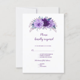 Boho Lavanda Floral Plum Purple Weding RSVP
