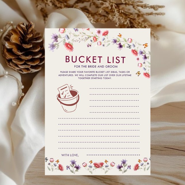 Boho Lavender Wildflower Bridal Shower Bucket List (Criador carregado)