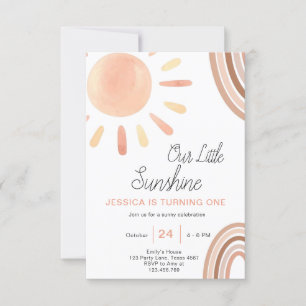 Boho Little Sunshine primeiro aniversario Convite 