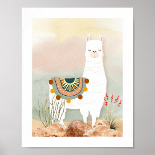Boho Llama Nursery Poster