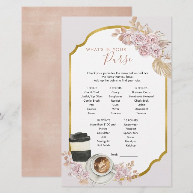 Boho Love está fervendo Jogos O que há na sua Bols (Frente/Verso)