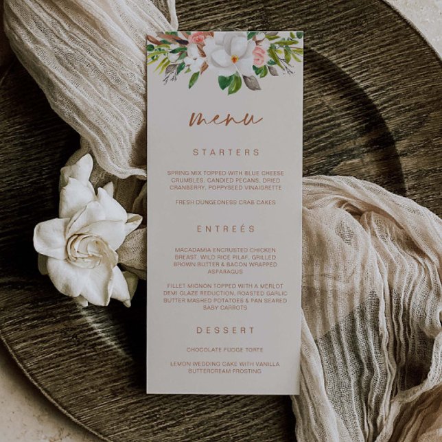 Boho Magnolia Menu Refeição de Chá de panela L201 (Criador carregado)