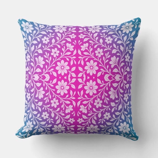 Boho Mandala Rosa e Roxo Almofada de lançamento (Frente)