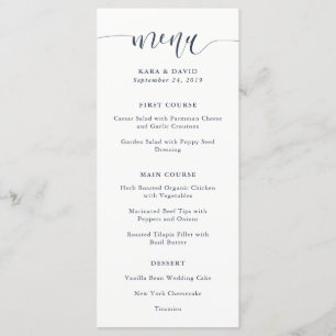 Boho Marinho Peony Menu de Casamento da Caligraf