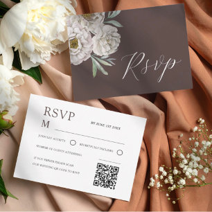 Boho Marrom & Floral Água-Marinha em Branco RSVP