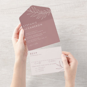 Boho Mauve Minimalist Foliage Wedding