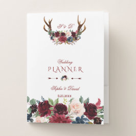 Boho Merlot Marinho Floral Antlers Planner de Casa