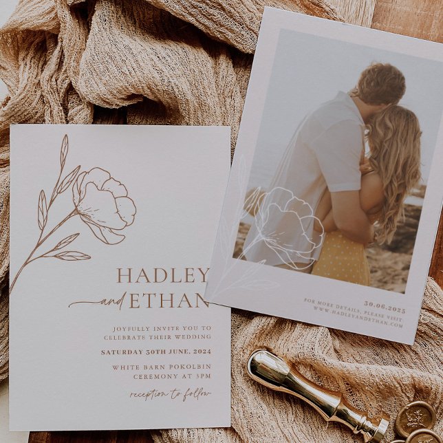 Boho Minimal Casamento Convite Botânico HADLEY (Criador carregado)