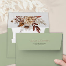 Boho minimalist elegant fall floral sage wedding 