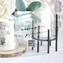 Boho Modern QR Code Clear Acrylic Wedment Program