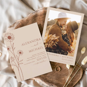 Boho Moderno de Boho Convites Florais para Casamen
