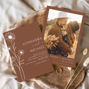 Boho Moderno de Boho Convites Florais para Casamen