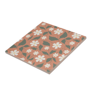 Boho Moderno Padrão de Margarida Terracota Sage