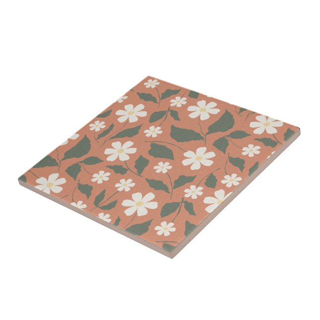 Boho Moderno Padrão de Margarida Terracota Sage (Lateral)