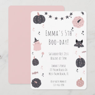 Boho Moderno Pink Halloween Convite De Aniversário