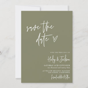 Boho Moderno Verde Minimalista Salve O Cartão De D