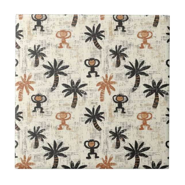 Boho Monkey Jungle Safari Pattern (Frente)