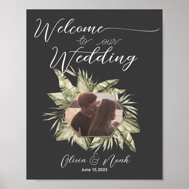 Boho Moody Sage Wedding Poster (Frente)