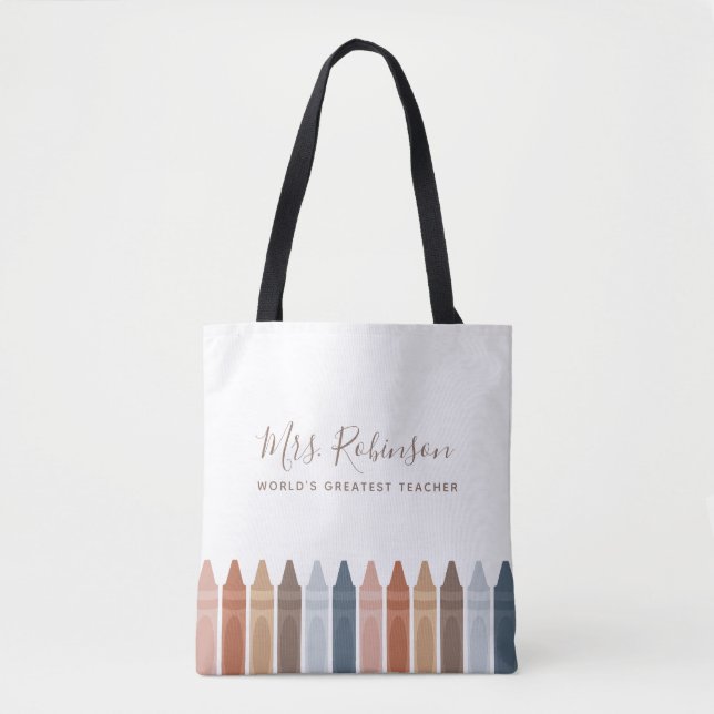 Boho Mundialmente Maior Professora Crayon Tote Bag (Frente)
