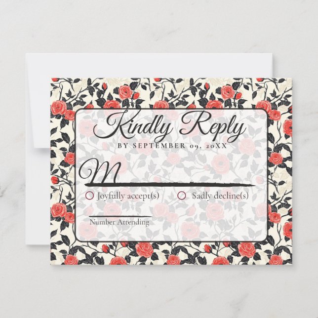Boho Nature Rose Flower Spring Wedding Rsvp Card (Frente)