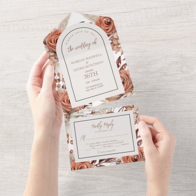 Boho Neutral Watercolor Pampas Wedding (Tearaway)