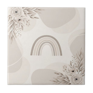 Boho Neutro Arco-íris Floral Bege Taupe