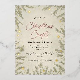 Boho neutro Artesanatos de Natal Foil Convite