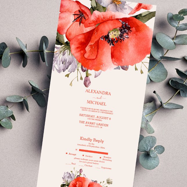 Boho Neutro Poppies Aquarela Casamento (Criador carregado)