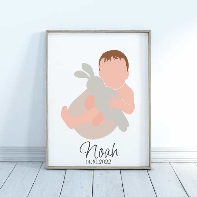Boho Newborn Baby Boy Name Nursery Poster (Criador carregado)