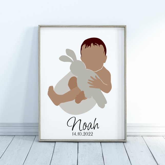 Boho Newborn Baby Boy Name Nursery Poster (Criador carregado)