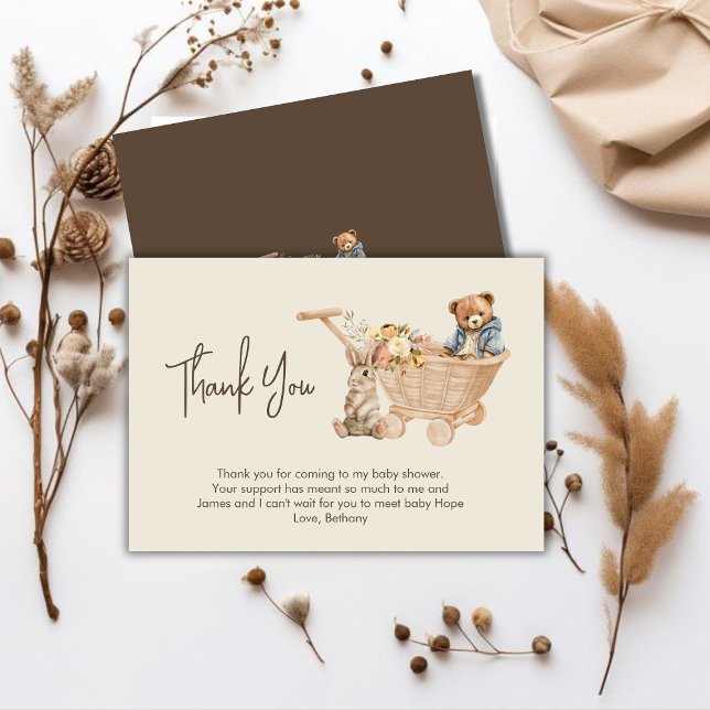 Boho Nursery, Teddy Bear Chá de fraldas Obrigado (Boho Nursery, Teddy Bear Baby Shower Thank you)