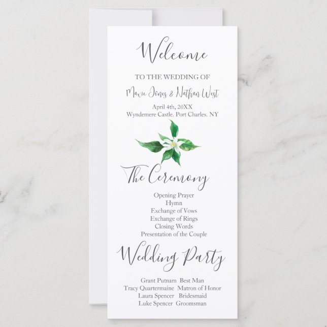 Boho Orange Blossom Weding Program (Frente)