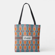 Boho Orange e Turquesa Tribal Inspiraram Bolsa Ba