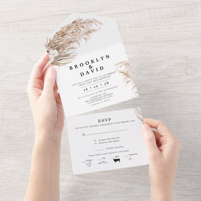Boho Orchard Pampas dá um único convite (Tearaway)