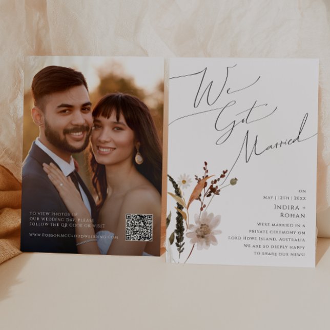 Boho Outono Flor Silvestre | anúncio de casamento  (Criador carregado)