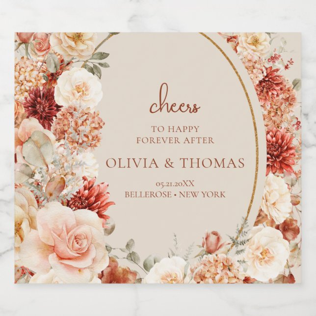 Boho outono jardim especiarias crosta laranja bege (Rótulo Único)