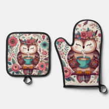 Boho Owl com um copo de Pote de café;