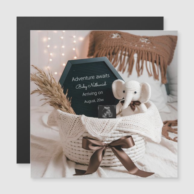 Boho pampas anúncio neutro de gravidez (Frente/Verso)