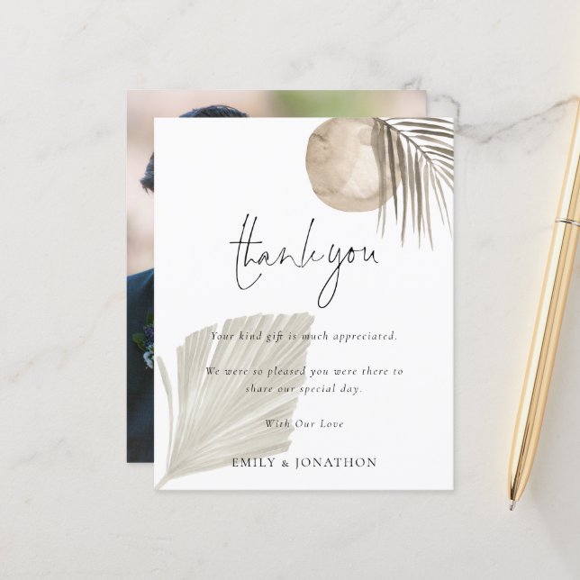 Boho Pampas Foto De Orçamento Muito Obrigado (Frente/Verso In Situ)