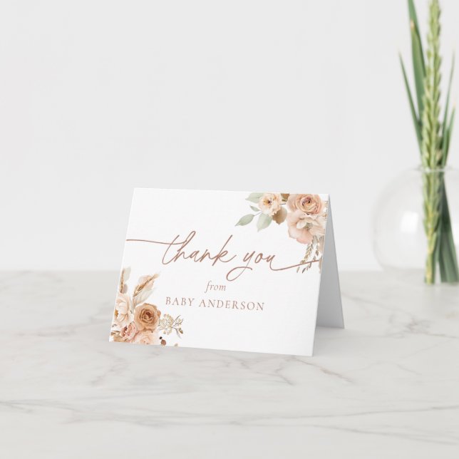 Boho Pampas Grass Baby Shower Agradecimento (Frente)